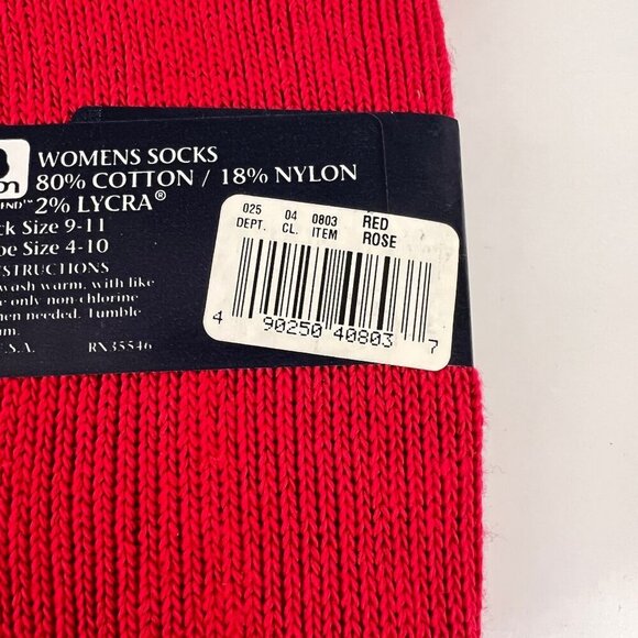 Honors RED Slouch Vintage Socks Womens size 9-11 NOS Made in USA - Picture 4 of 6